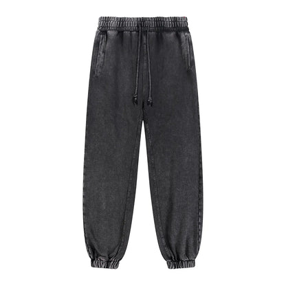 Heavyweight Cotton Supplier Low MOQ Acid Wash Snowflake Wash Blank Custom Print Casual Tapered Sweatpants