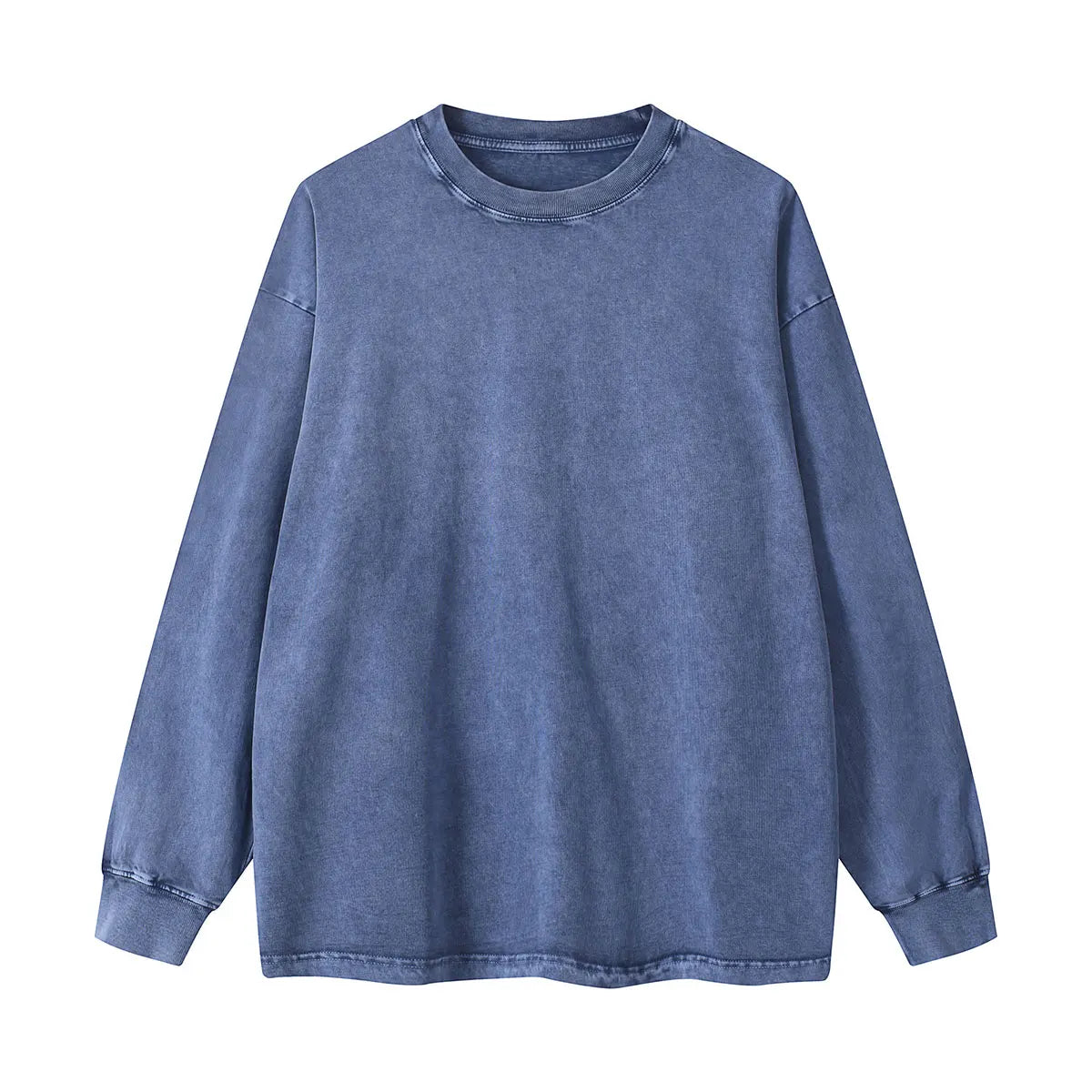 Trending Streetwear Supplier Low MOQ Acid Wash Oversized Blank Custom Print Unisex Long Sleeve T Shirt