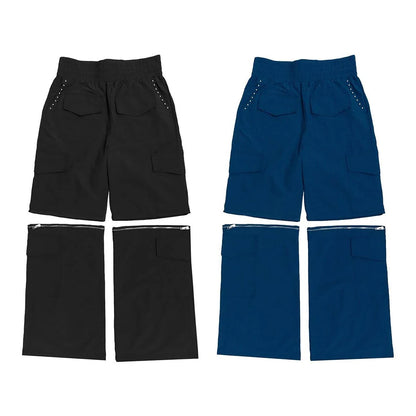 Hot Selling Casual Solid Color Nylon Sports Pants Oversized Men Custom Wide Leg Convertible Track Pants