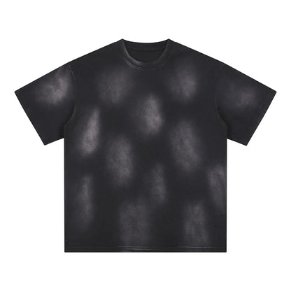 Heavyweight Cotton Supplier Low MOQ Vintage Spray Wash Blank Custom Logo Casual Crewneck Tee