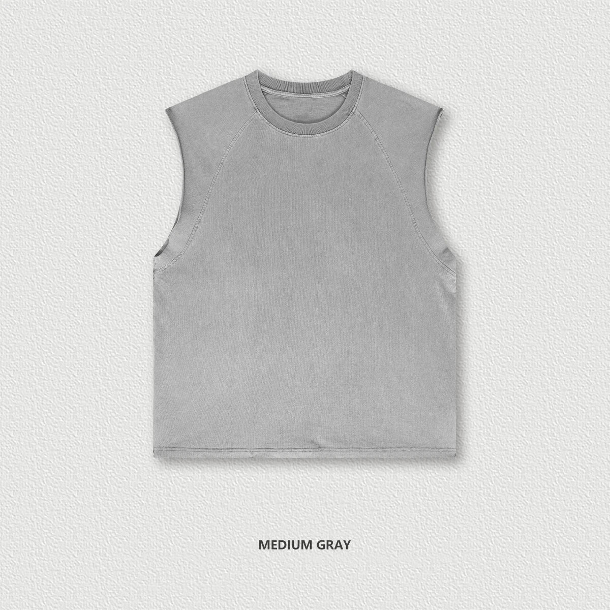 Huili Factory Hot Selling Summer Streetwear Blank Plain Sleeveless T-Shirt Custom Vintage Washed Men Heavy Cotton T Shirt