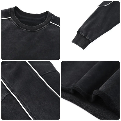 Trending Streetwear Supplier Low MOQ Acid Wash Oversized Blank Custom Print Mens Raglan Sleeve Sweatshirt