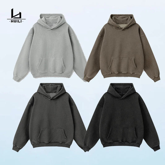 Huili Wholesale High Quality Unisex Heavyweight Cotton Blank Heavyweight Customized Oversized  Hoodie