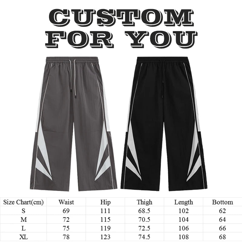 Huilin Oem Custom Color Block Sportswear Track Pants Men Oversized Fit Baggy Wide Leg Lightweight Pants