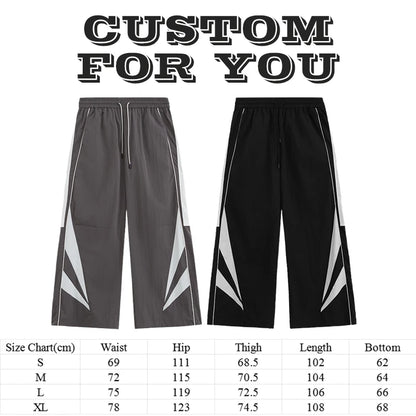 Color Block Sportswear Track Pants Men Oversized Fit Baggy Wide Leg Lightweight Pants