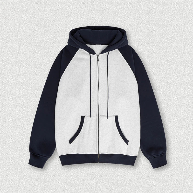 Huili Wholesale Custom Logo Color Block Zip Up Hoodie Pullover Sport Wear Oversize Hoodier Men's Hoodies & Sweatshirts