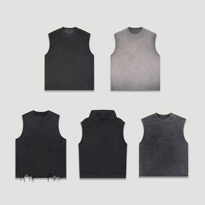 Premium Comfort Manufacturer Supplier Low Moq Vintage Acid Wash Blank Vintage Acid Wash Blank Custom Logo Casual Tank Top