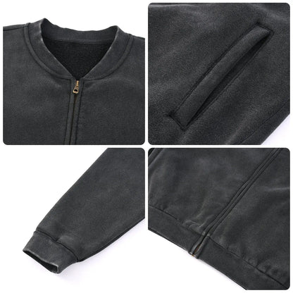Trending Streetwear Supplier Low MOQ Acid Wash Oversized Blank Custom Print Mens Zip up Bomber Jacket