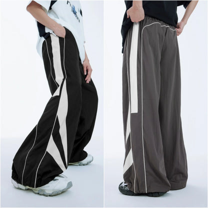 Color Block Sportswear Track Pants Men Oversized Fit Baggy Wide Leg Lightweight Pants