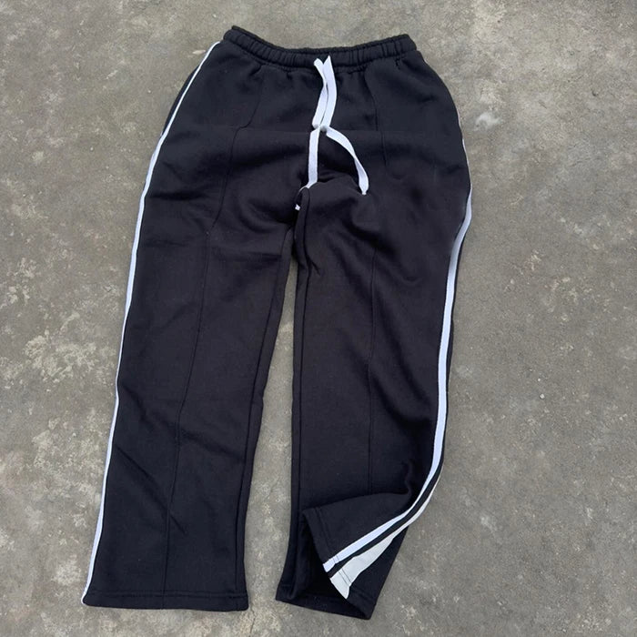 HUILIN Factory custom baggy trouser jersey heavywweight sweatpants side stripe straight leg mens track pants for men