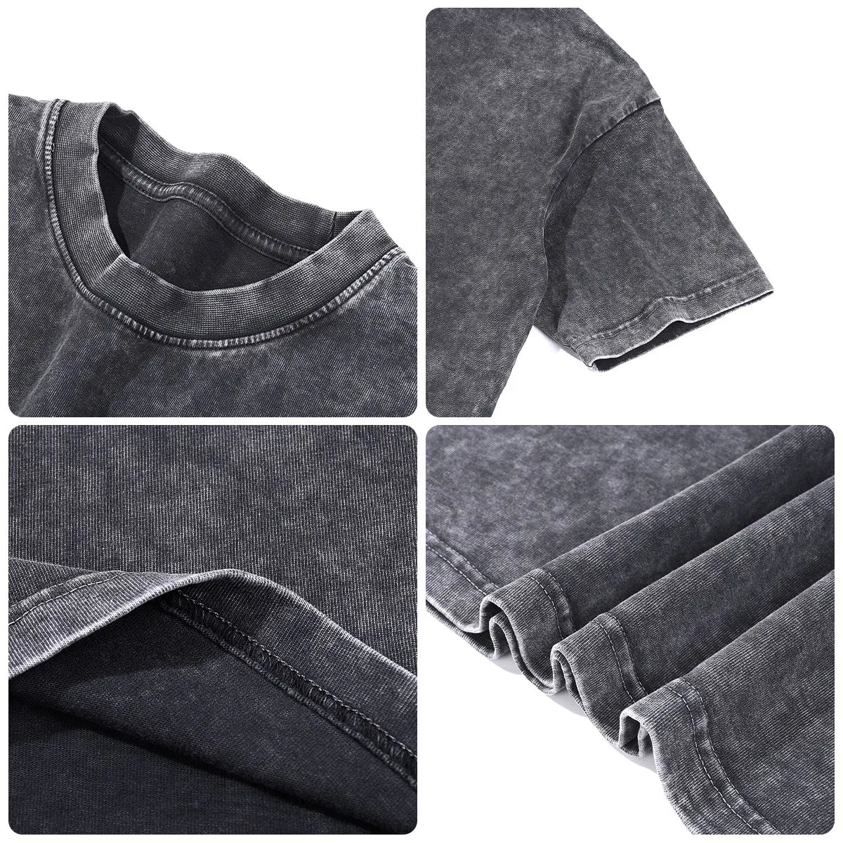 Heavyweight Cotton Supplier Low MOQ Acid Wash Garment Dye Blank Custom Print Casual Crewneck Tee