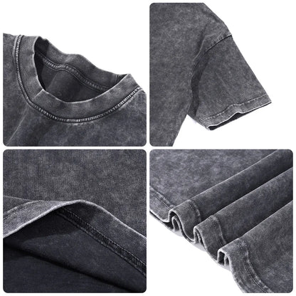 Heavyweight Cotton Supplier Low MOQ Acid Wash Garment Dye Blank Custom Print Casual Crewneck Tee