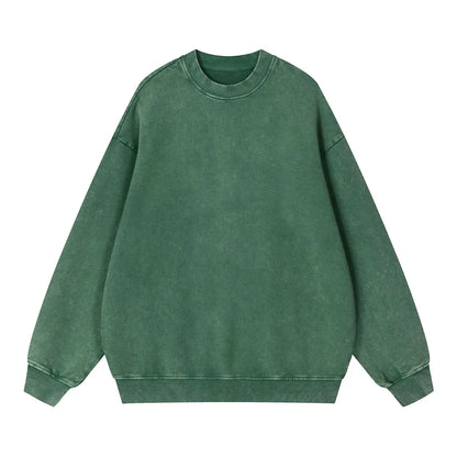 Heavyweight Cotton Supplier Low MOQ Vintage Garment Dye Blank Custom Logo Casual Gradient Crewneck Sweatshirt