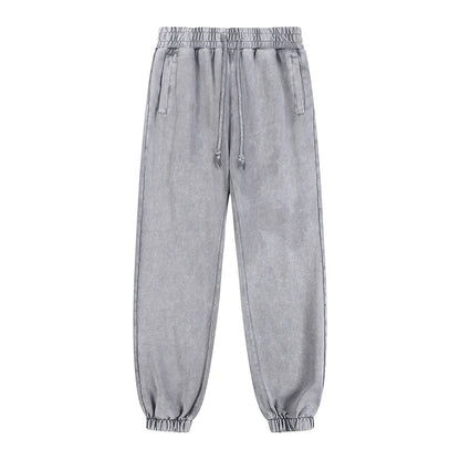 Heavyweight Cotton Supplier Low MOQ Acid Wash Snowflake Wash Blank Custom Print Casual Tapered Sweatpants