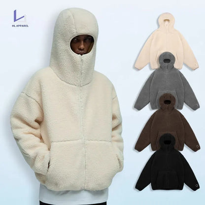 Heavyweight Wool Winter Zipper Hooded Jacket