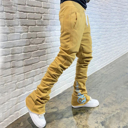 FACTORY heavyweight cotton flared custom printing stacked sweatpants men