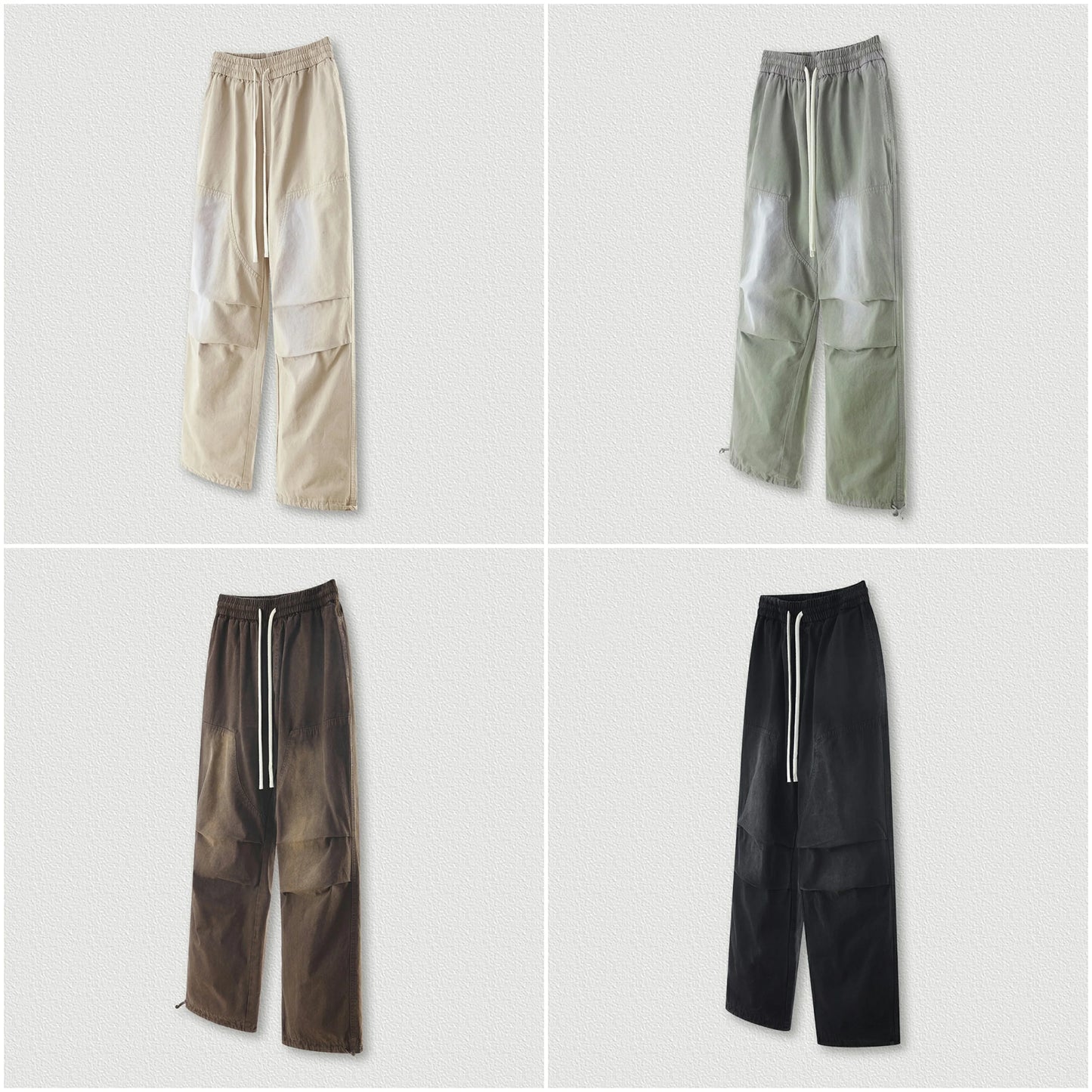 Huilin Winter Monkey Washed Gradient Woven Carpertner Outdoor Pants Oversized Wide Leg Men Sun Faded Thick Cotton Cargo Pants