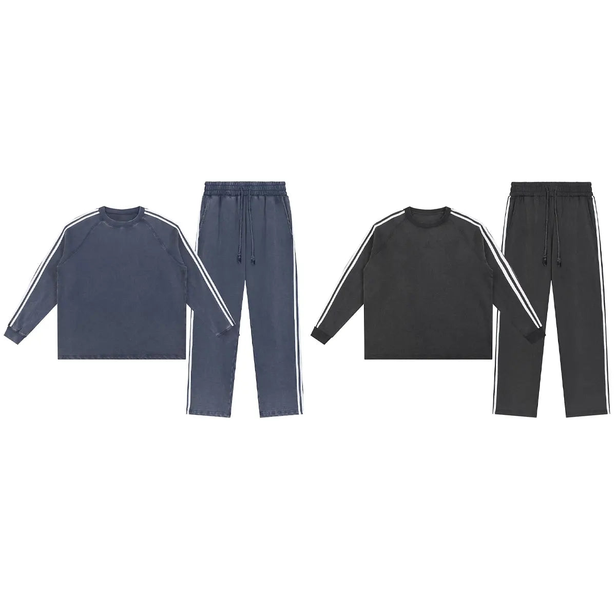 Vintage Fashion Supplier Low MOQ Acid Wash Washed Blank Custom Print Mens Striped Jogger Tracksuit
