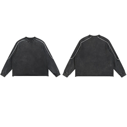 Trending Streetwear Supplier Low MOQ Acid Wash Oversized Blank Custom Print Mens Raglan Sleeve Sweatshirt