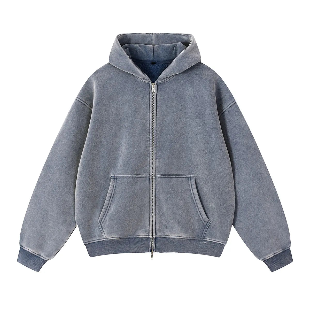 Trending Streetwear Supplier Low MOQ Vintage Oversized Blank Custom Logo Mens Full Zip up Hoodie