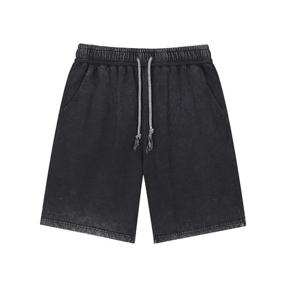 Heavyweight Cotton Supplier Low MOQ Vintage Garment Dye Blank Custom Logo Casual Drawstring Shorts