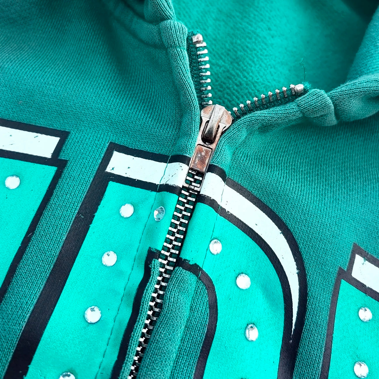 100% Cotton Heavyweight Zipper Hoodies Custom Screen Printed Men Oversized Fit Vintage Washed Rhinestone Sunfaded Hoodie
