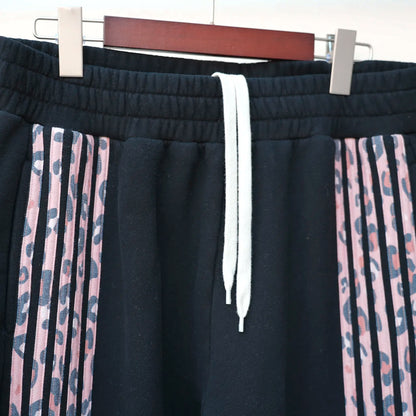 Heavyweight French Terry Sewat Pants Custom Embroidery Logo Mens Oversized Fit Striped Wide Leg Sweatpants