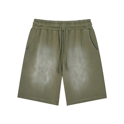 Vintage Fashion Supplier Low MOQ Acid Wash Garment Dye Blank Custom Print Mens Loose Fit Summer Shorts