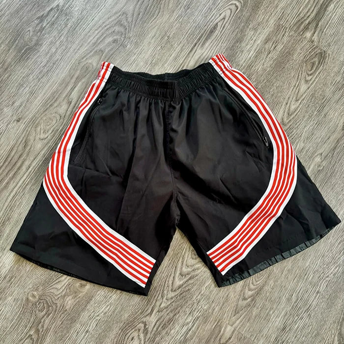 Huilin Factory New Design Embroidery Logo French Terry Sweat Shorts Elastic Waist Men Striped Side Thick Cotton Shorts