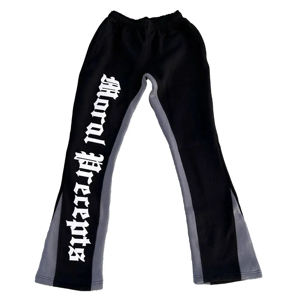 Huilin Factory Custom Logo Design Straight Leg Cargo Sweatpants Men Oem Graphic 3D Puff Printed Flared Sweatpants