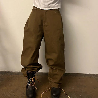 Hot Selling Streetwear Parachute Pants Oversized Fit Men Custom Cargo Pants Solid Color Wide Leg Baggy Pannts For Men