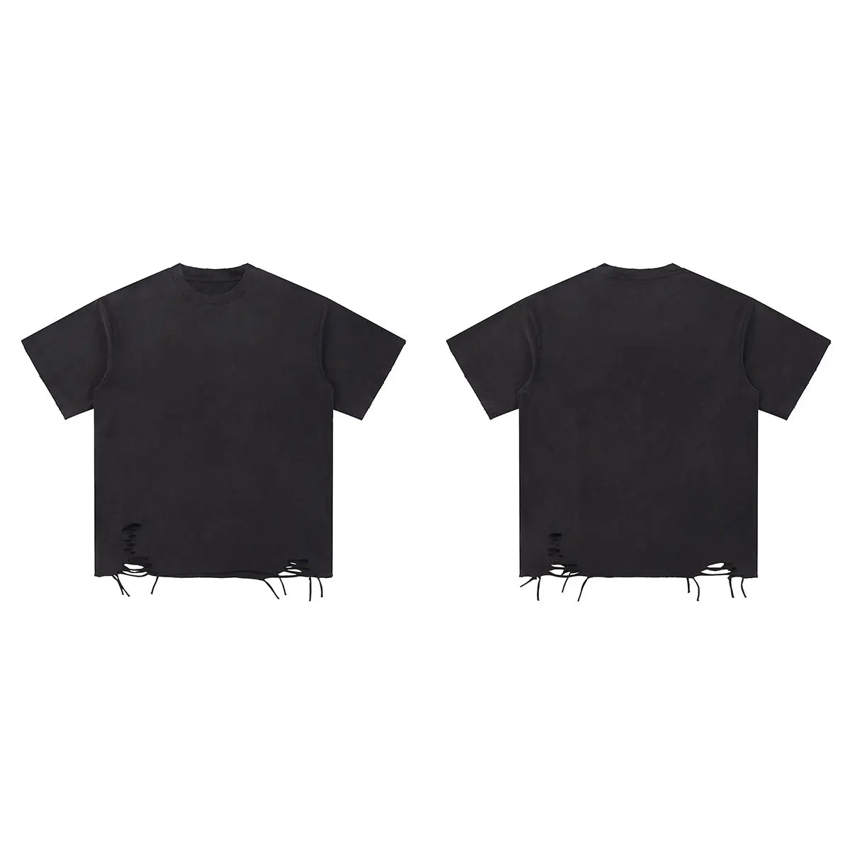 Y2K Fashion Supplier Low MOQ Vintage Acid Wash Blank Custom Logo Mens Raw Edge Crewneck Shirt