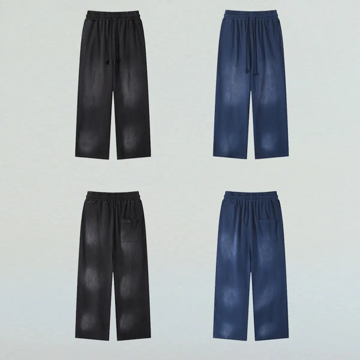 Heavyweight Cotton Supplier Low MOQ Acid Wash Spray Wash Blank Custom Print Casual Wide Leg Track Pants