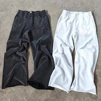 Winter Thick Cotton Wide Leg Jogger Pants Custom Solid Color Men Oversized Fit Blank Baggy Sweatpants