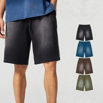 Vintage Fashion Supplier Low MOQ Acid Wash Garment Dye Blank Custom Print Mens Loose Fit Summer Shorts