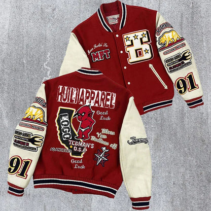 factory wholesale streetwear varsity letterman jacket leather sleeve mens college team spring baseball jacket