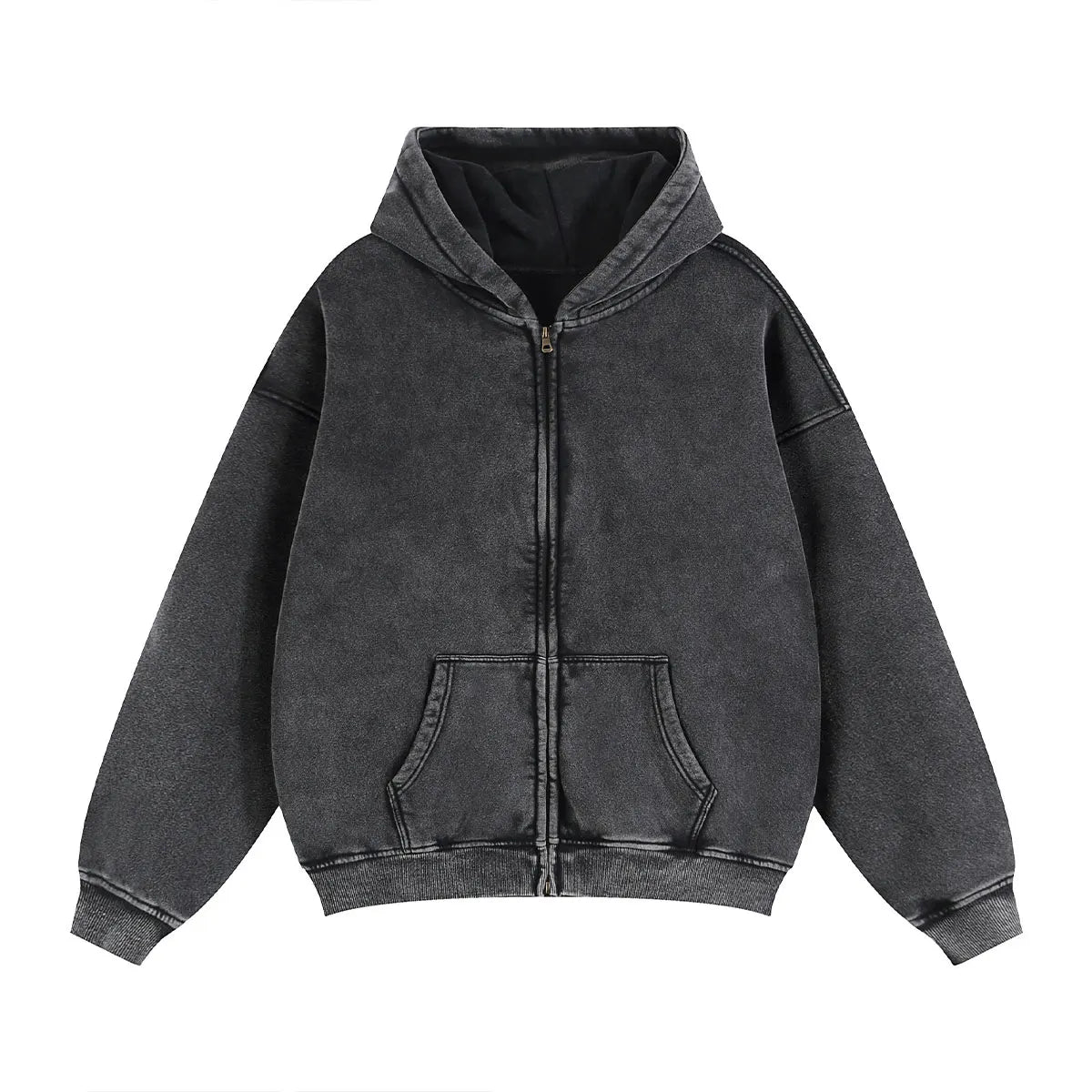 Trending Streetwear Supplier Low MOQ Vintage Oversized Blank Custom Logo Mens Full Zip up Hoodie