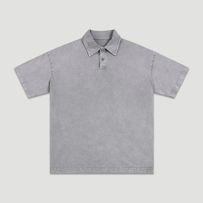 Customizable Casual Manufacturer Supplier Low MOQ Vintage Acid Wash Blank Custom Print Custom Logo Mens Short Sleeve Polo