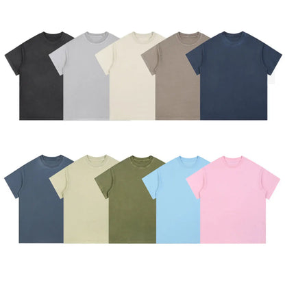 Heavyweight Cotton Supplier Low MOQ Vintage Washed Blank Custom Logo Casual Crewneck Tee