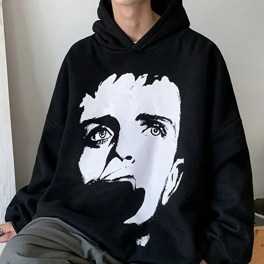 HL manufacturer custom luxury heavyweight unisex big face graphic printed hoodie oem custom hoodie pullovers