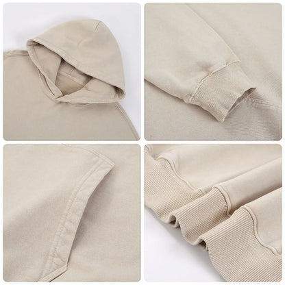 Heavyweight Fleece Supplier Low MOQ Vintage Snowflake Wash Blank Custom Logo Casual Hooded Sweatshirt