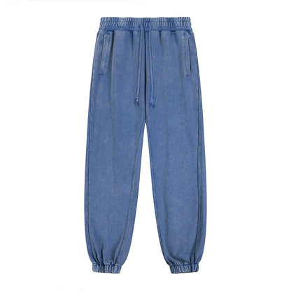 Heavyweight Cotton Supplier Low MOQ Acid Wash Snowflake Wash Blank Custom Print Casual Tapered Sweatpants