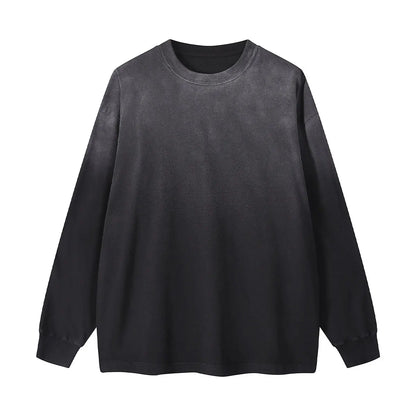 Trending Streetwear Supplier Low MOQ Acid Wash Oversized Blank Custom Print Unisex Long Sleeve T Shirt