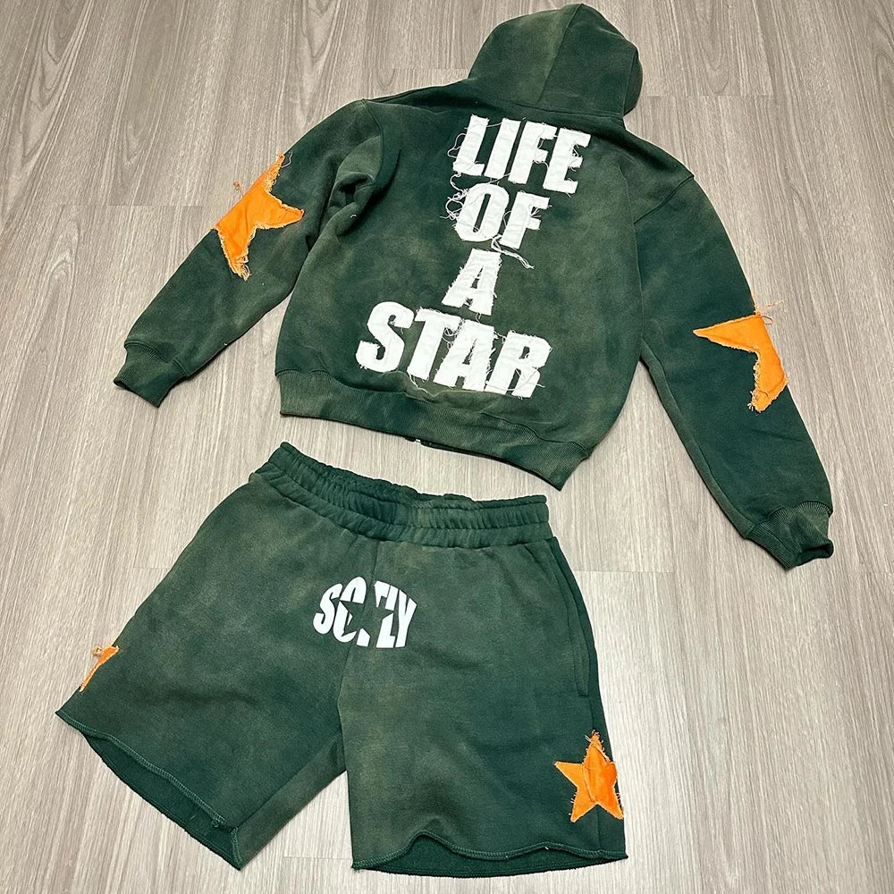 Huilin Oem Wholesale Basic Pullover Hoodie Wide Leg Sweatpants Sets Men Custom Logo Printing Two Piece Sets Tracksuit Sweatsuits