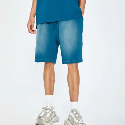 Vintage Fashion Supplier Low MOQ Acid Wash Garment Dye Blank Custom Print Mens Loose Fit Summer Shorts