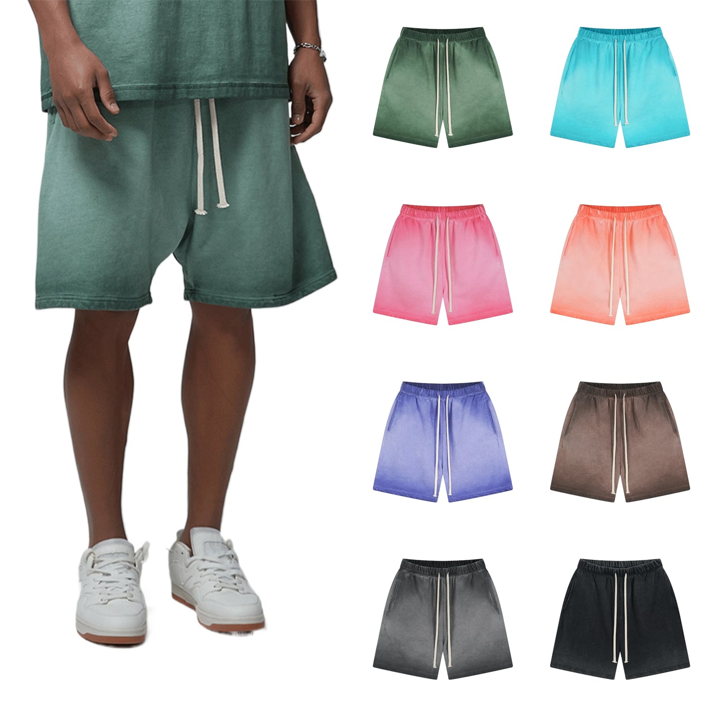 Huilin Hot Sale Unisex Summer New Streetwear 100% Cotton Mens Shorts Vintage Washed Men Heavyweight French Terry Sweat Shorts