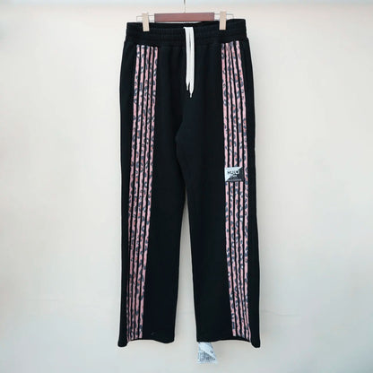 Heavyweight French Terry Sewat Pants Custom Embroidery Logo Mens Oversized Fit Striped Wide Leg Sweatpants