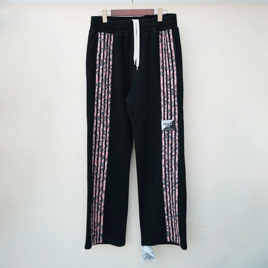 Heavyweight French Terry Sewat Pants Custom Embroidery Logo Mens Oversized Fit Striped Wide Leg Sweatpants