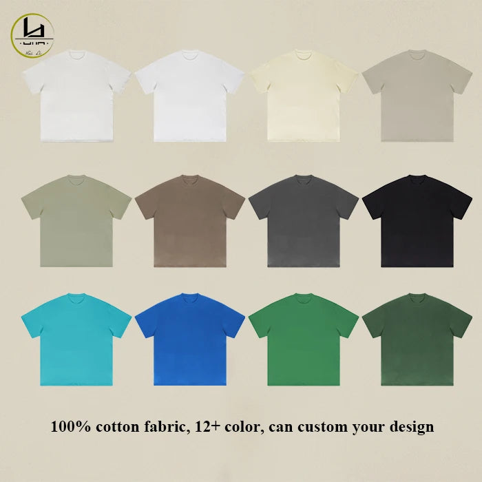 Huili Manufacturers Oem Unisex Oversized T Shirts Short Sleeve Men Solid Color Blank Heavyweight Cotton Basic T Shirt