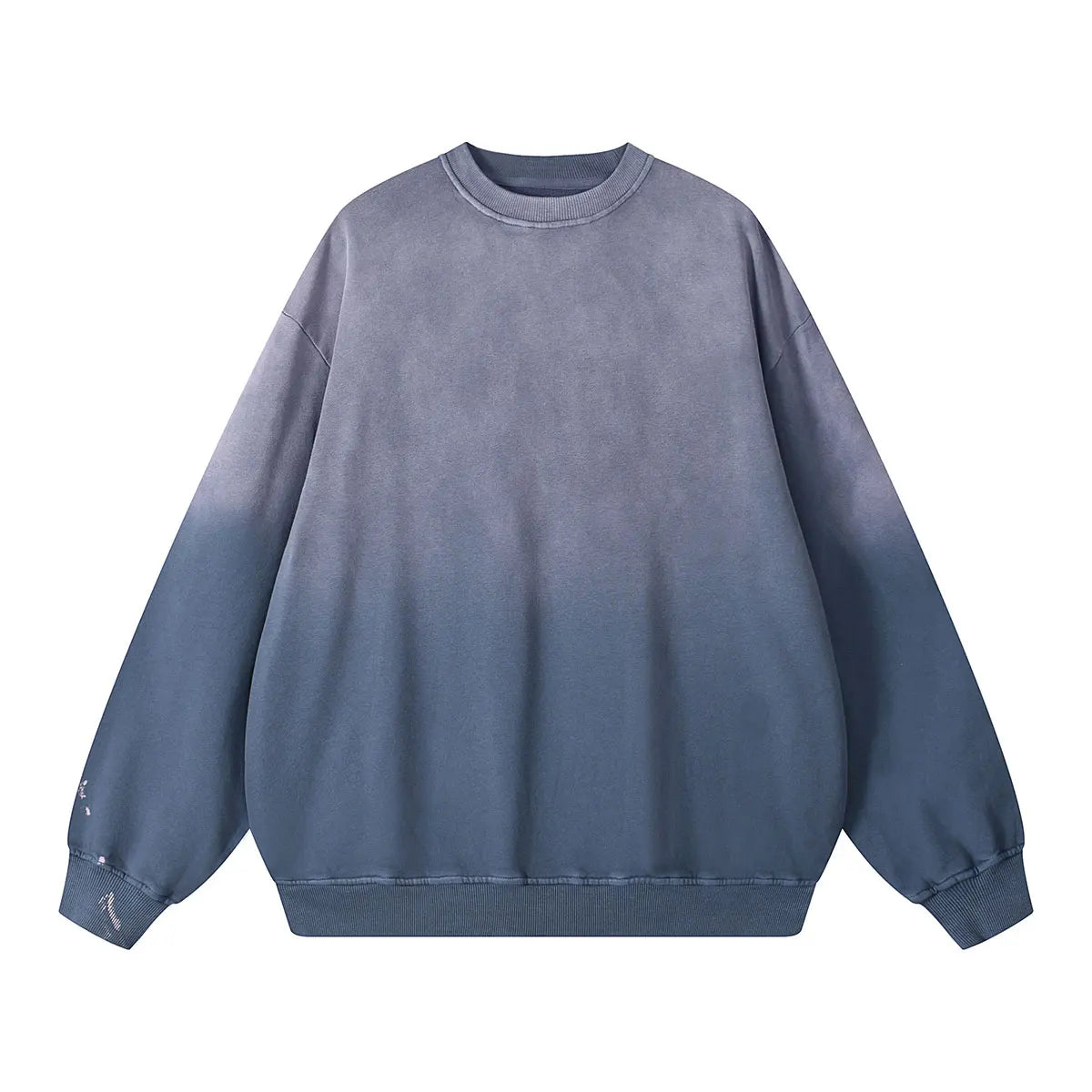 Heavyweight Cotton Supplier Low MOQ Vintage Garment Dye Blank Custom Logo Casual Gradient Crewneck Sweatshirt